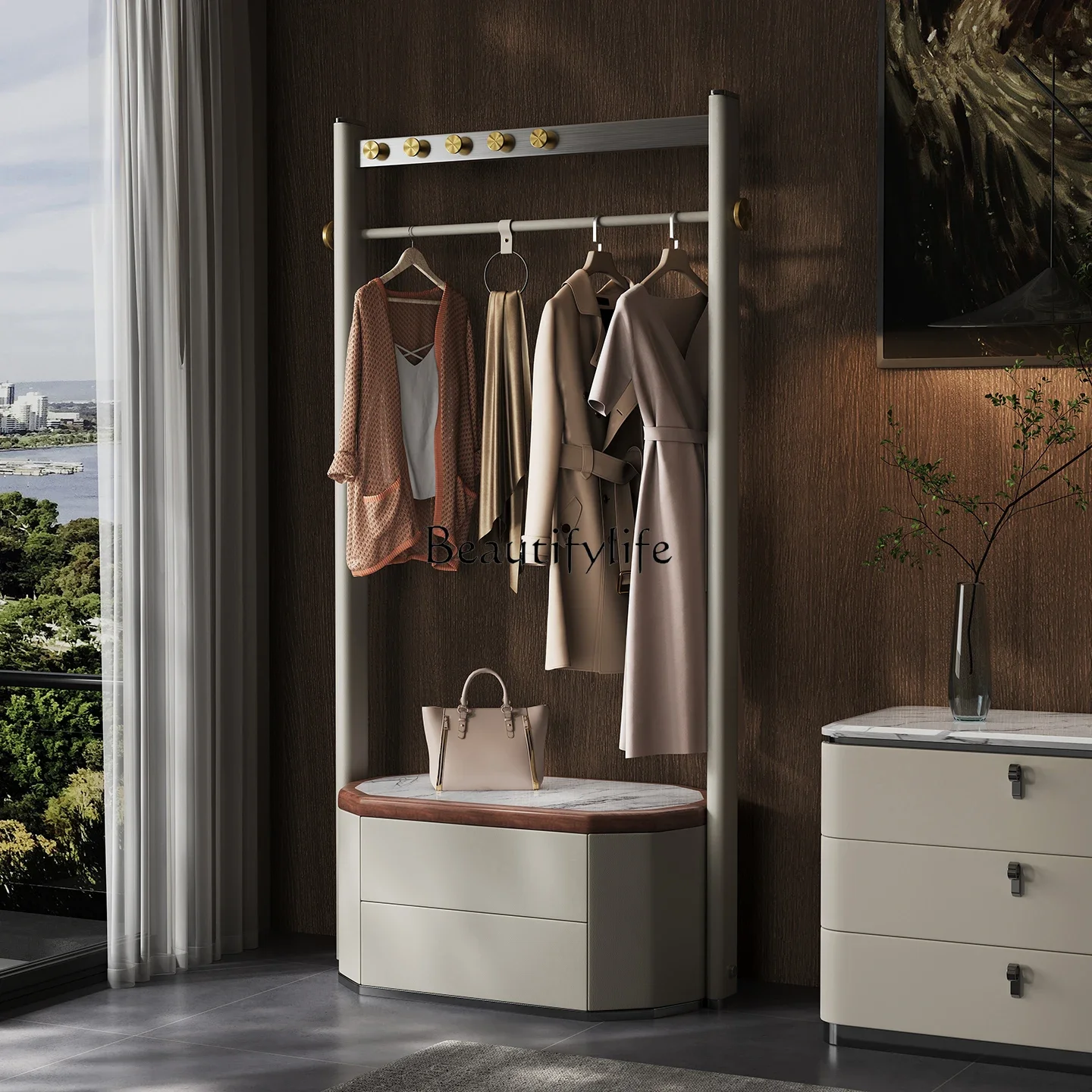 

ld14 Italian Minimalist Floor-standing Coat Rack Light Luxury High-end Feel Clothes Rack Modern Simple