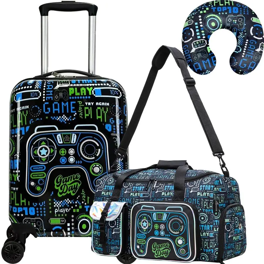 

Luggage Set 3 Piece Suitcase Set 16 Hardside Luggage with Spinner Wheels Girls Boys Carry on Toddler Travel Rolling Suitcase Air