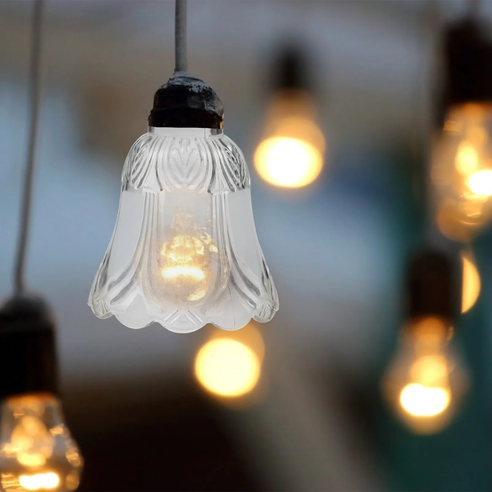 

2Pcs Glass Lamp Shades Premium Transparent Decorative Light Covers Chandelier Dust Prevent Romantic Warm Bedroom Lamps