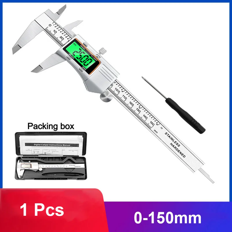 

Цифровой Электронный штангенциркуль 0-150 мм, металлический промышленный штангенциркуль из нержавеющей стали, точный измерительный инструмент с подсветкой, 1 шт.