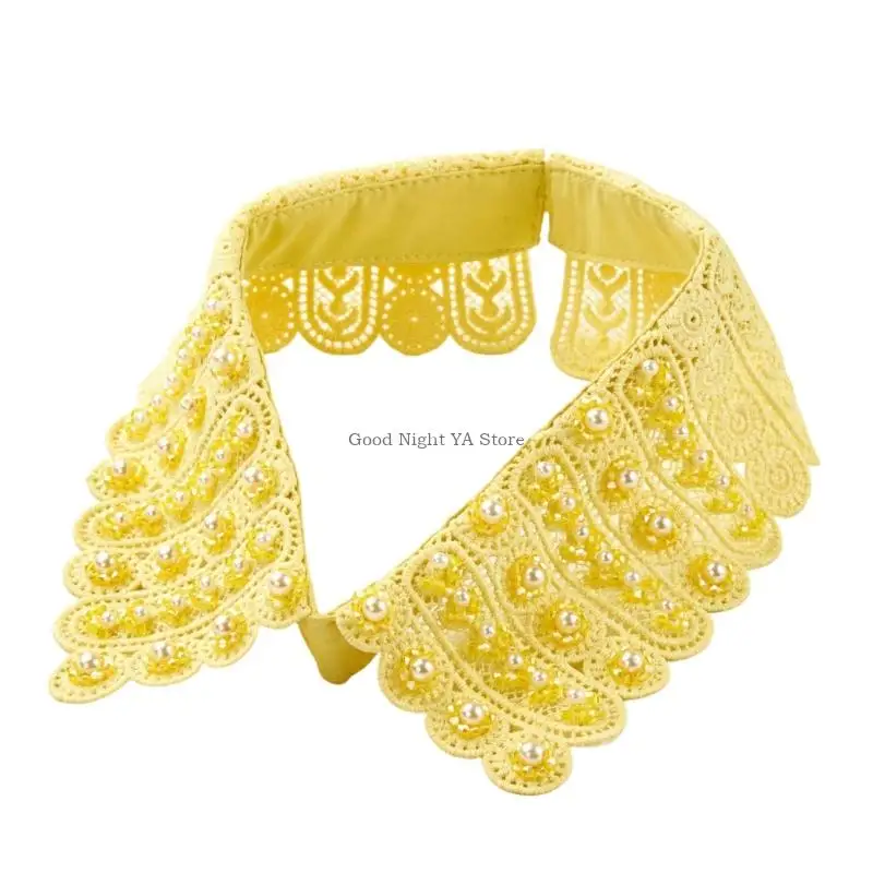 Elegant Lace Collar with Sparkling Beads Trendy Detachable Necklace Collar with Beaded Aspets for Dresses & Tops In Multiple