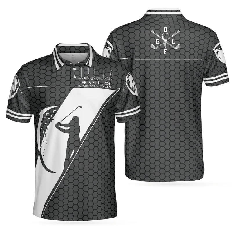 Golf Polo Shirt For Men 3d Printed Pattern Sports Breathable Casual Short Sleeves T-shirt Flower Stars Lapel Button Tee Shirts