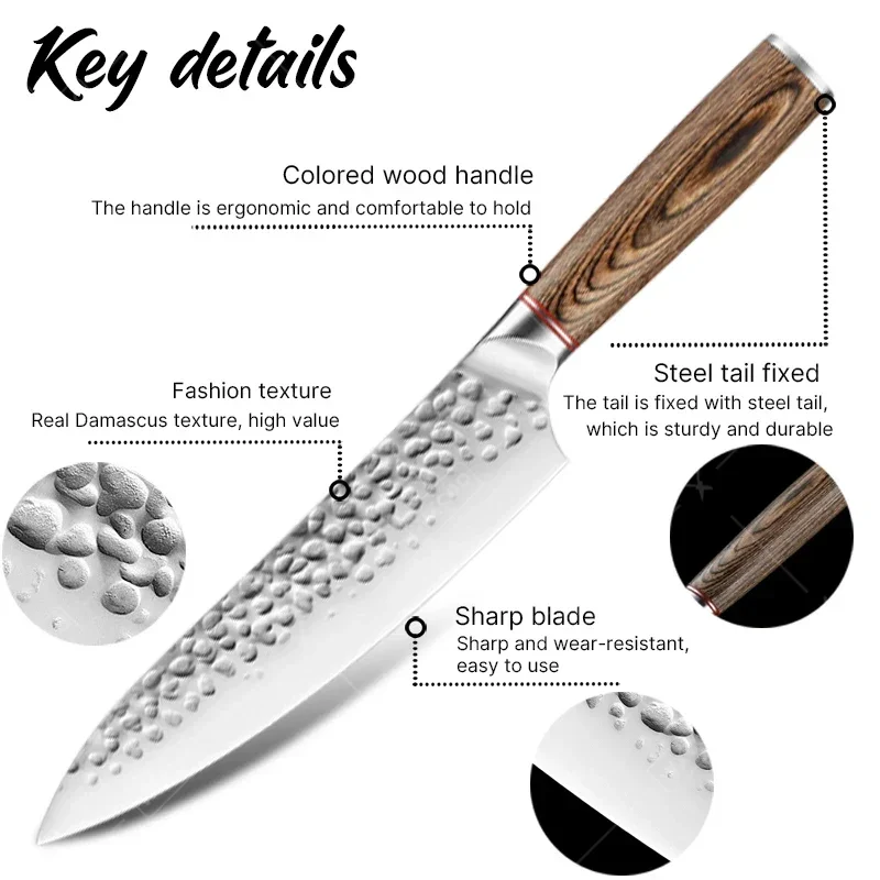 WXCOO Hand Forged Cleaver Fish Meat Cutting Kitchen Knives Butcher Boning Chopping Fruit Slaughter Knife Set