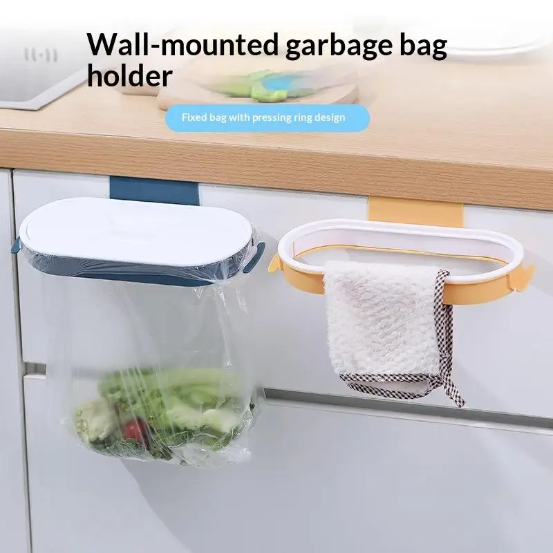 Portable Plastic Garbage Hanging Bag Cabinet Door Hanging Trash Bag Rack Kitchen Trash Storage Rack Kitchen Storage Organization