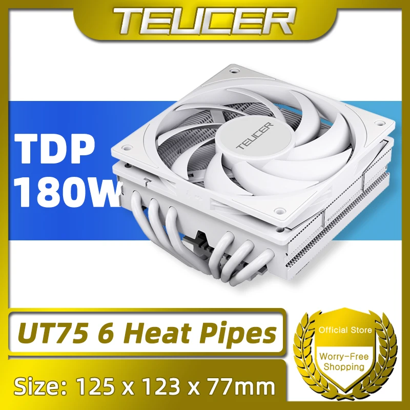 TEUCER UT75 CPU 쿨러 6 히트 파이프 HDT 기술 TDP 180W PC 냉각 라디에이터, AM5 AM4 및 인텔 LGA1700 1200 2011 