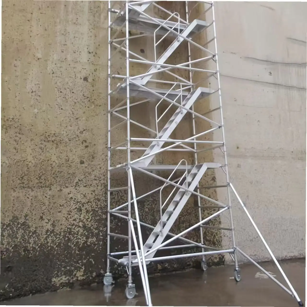 High Quality Professional Manufacturer Mobile Ladder Aluminium Scaffolding Sales Double Width Climb Ladder Scaffolding