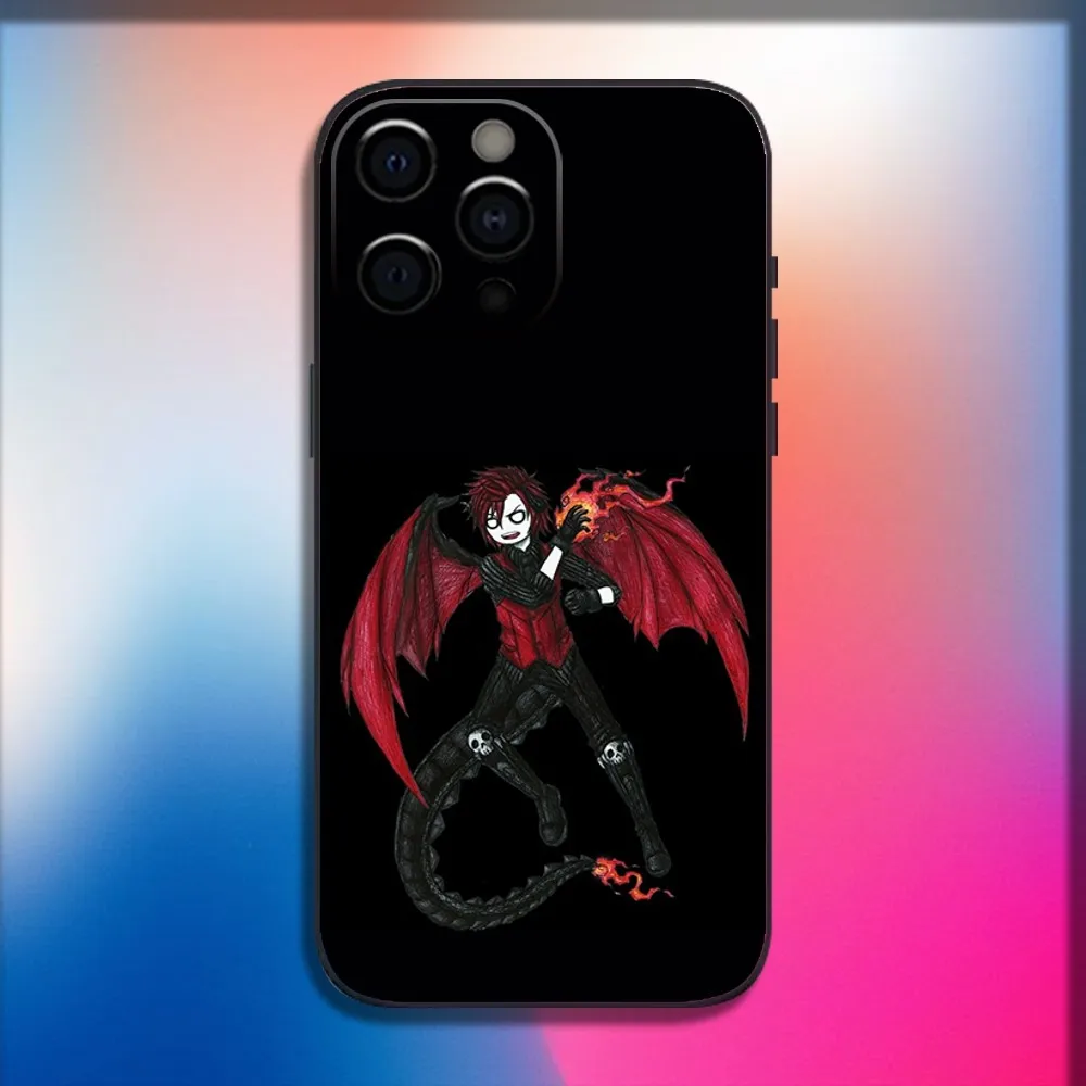 Love Black and Cute Emo Phone Case For iPhone 16,15,14,13,12,11,Pro,X,XS,Max,XR,Plus,Mini Soft Black Cover