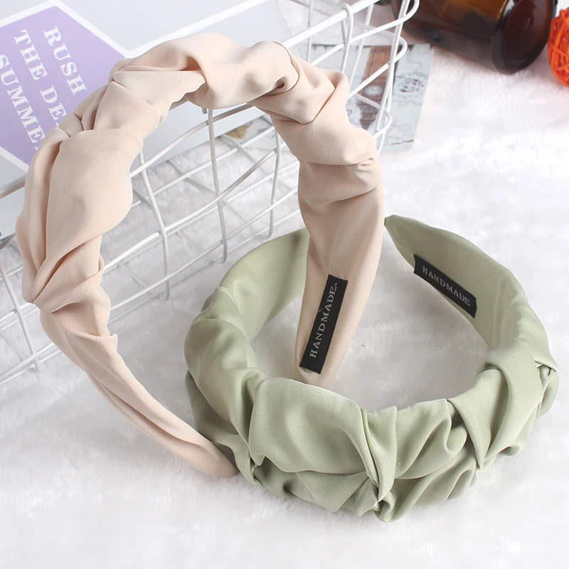 New Pleated Monochrome Personalized Hair Band Fashionable And Versatile Candy Color Face Wash Headband Hair Accessories