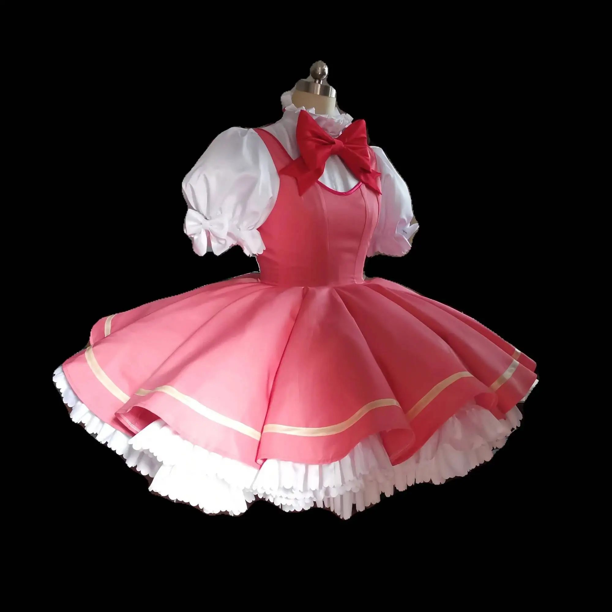 MMGG New Card Captor Cosplay Sakuraoes Cosplay Costume Shirt Bow Gloves Hat KINOMOTO Sakura Cosplay Dress Custom Made - view 6