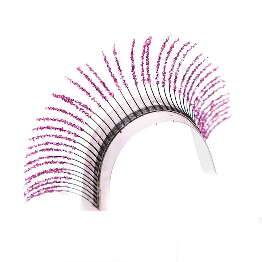 12 Rows Mix Color Fashion Glitter Fluffy Fairy Spikes False Eyelashes Shiny Fancy Diamond Colorful Eyelash Extension For Make Up