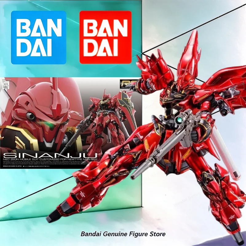 Fast Shipping BANDAI Genuine Gunpla RG 1/144 MSN-04 Sinanju UC Model Kit Anime Action Figure Toy Gift Stock Collection Boys Kids
