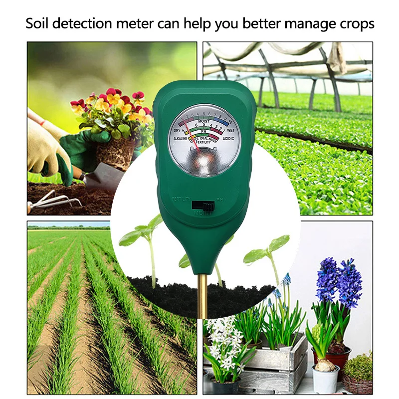 pH, Acidity, Alkalinity Tester Soil Three-in-one Detection Pointer Type Fertility Meter for Measuring Moisture