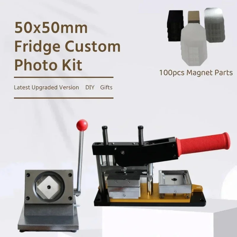 2024 Latest Model 50×50mm Refrigerator DIY Custom Photo Kit Fridge Magnet Making Machine Paper Cutter 100pcs Magnet Parts maker