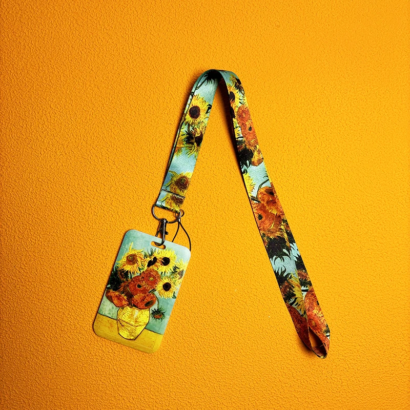 Van Gogh Art Lanyard Vintage untuk kunci rantai ID kartu kredit penutup kartu Pass Aksesori pemegang lencana tali leher pesona ponsel