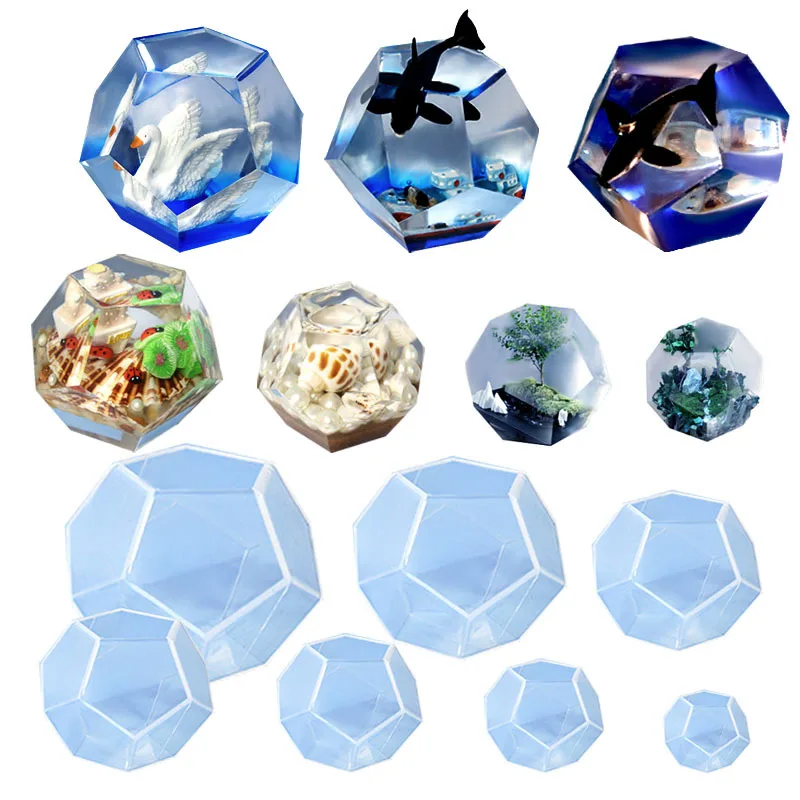 DIY fünfeckige facettierte Kugel Kristall Epoxidharz Form Kugel Mikro Landschaft Probe dekorative Ornament Spiegel Silikonform