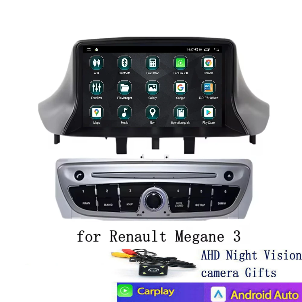 أندرويد 14 راديو لاسلكي CarPlay راديو تلقائي لرينو ميجان 3 2008 2009 2010 2011 2012 2013 2014 نظام تحديد المواقع autoradio 2din #4