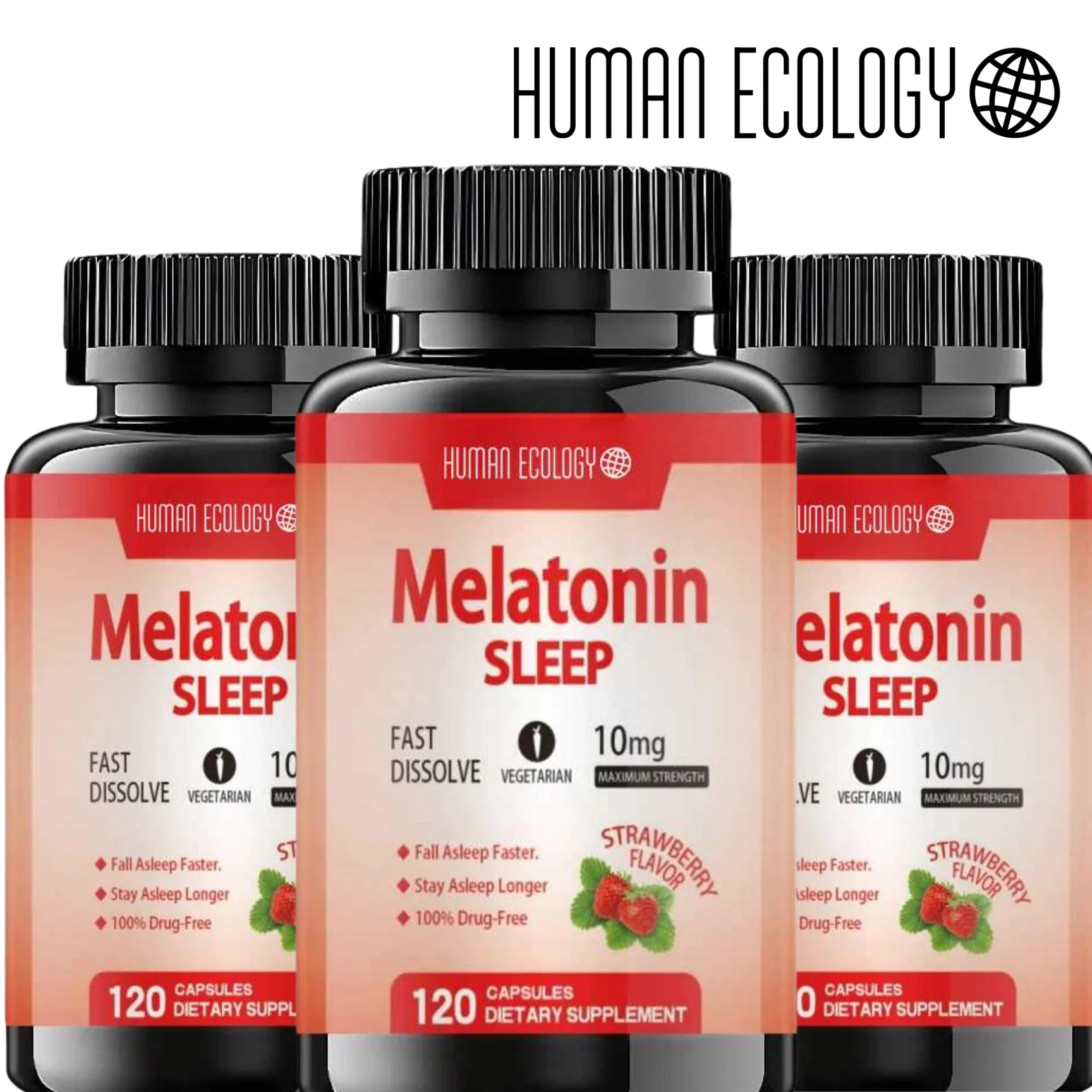 Melatonin 10mg 120 Capsules Pure 10mg Per Serving NonGMO GlutenFree