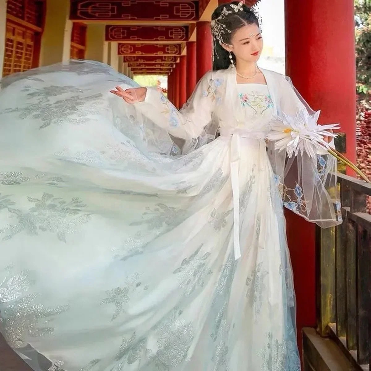 Nieuwe Hanfu Vrouwelijke Zomerfee Chinese Stijl Elegante Taille Rok Sprookjesachtige Voorstelling Kostuum Traditioneel Kostuum Prachtig