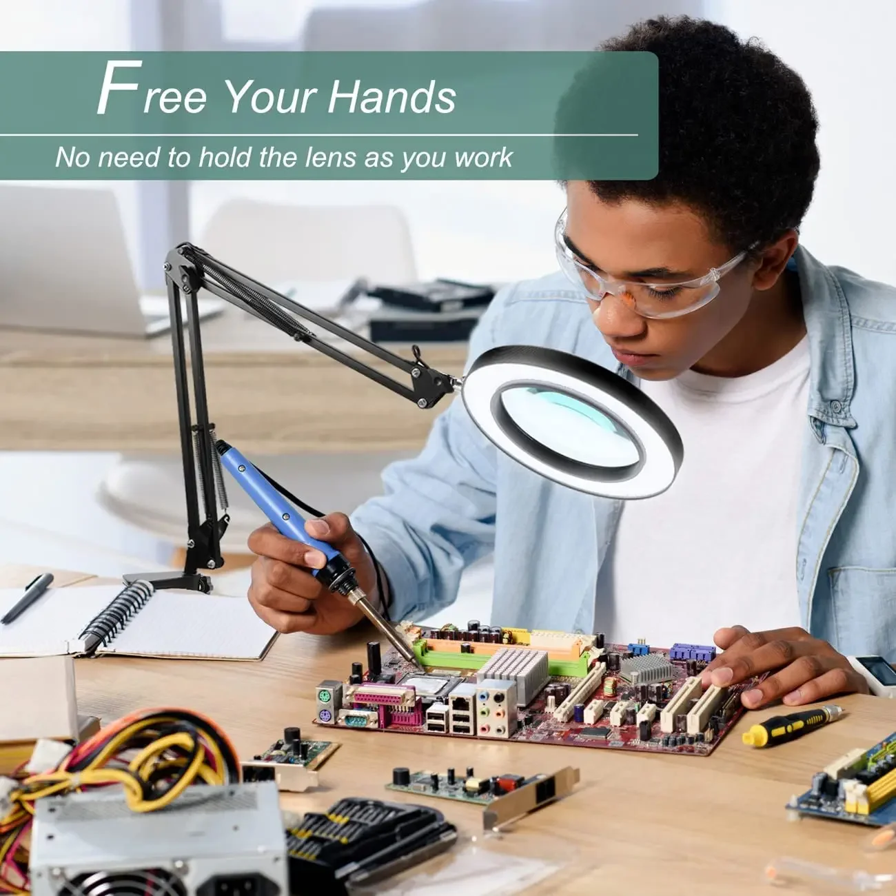 5X مضيئة المكبر USB 3 ألوان 72 عدسة مكبرة LED لإصلاح سبيكة لحام/مصباح طاولة/قراءة العناية بالبشرة أداة التجميل