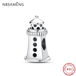 100% 925 Sterling Silver Bead Charm Lighthouse Charms Fit Pandora Original Bracelets Bangles Women DIY Fine Jewelry