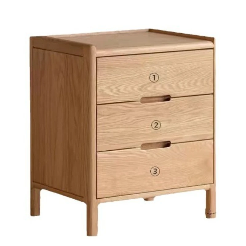 

oak three drawers, locker, bedroom small apartment storage cabinet, simple and narrow bedside table