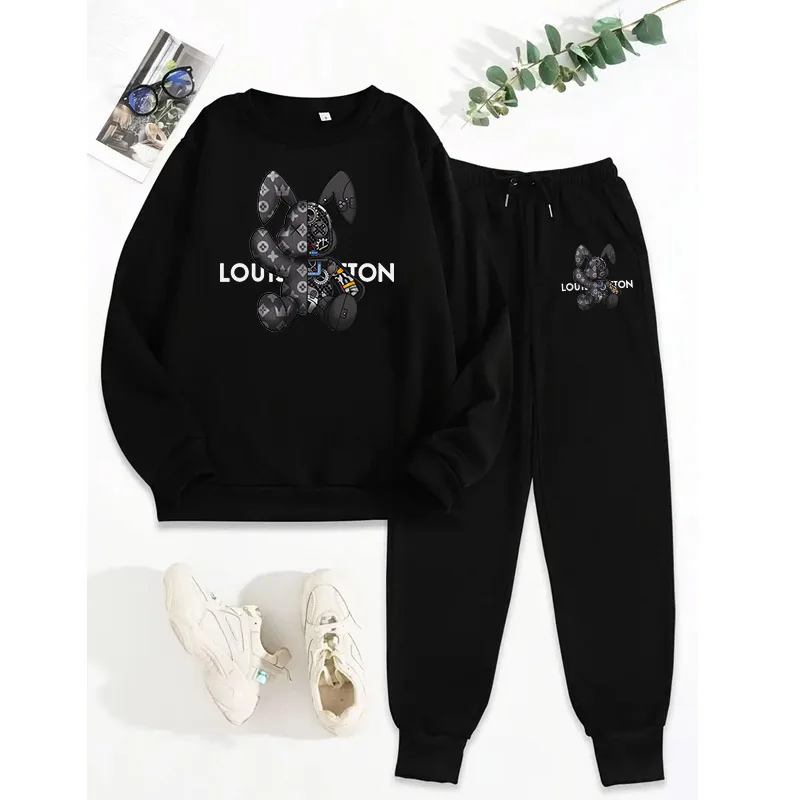 Hot Selling Women\'s Tracksuit Comfortable Two Piece Set Casual Fitness Sweatshirts + Pants Woman Classic Style O-Neck Sports Kit