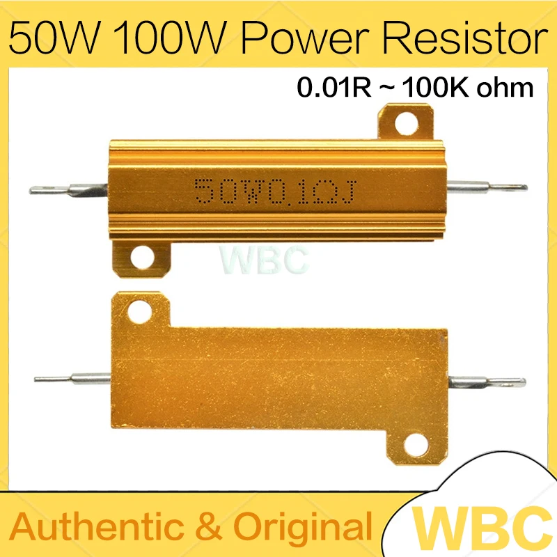 RX24 50W 100W Aluminum Power Metal Shell Case Wirewound Resistor 0.01R~100K 1 0.5 1 2 4 6 8 10 20 150 500 1K 10K ohm resistance