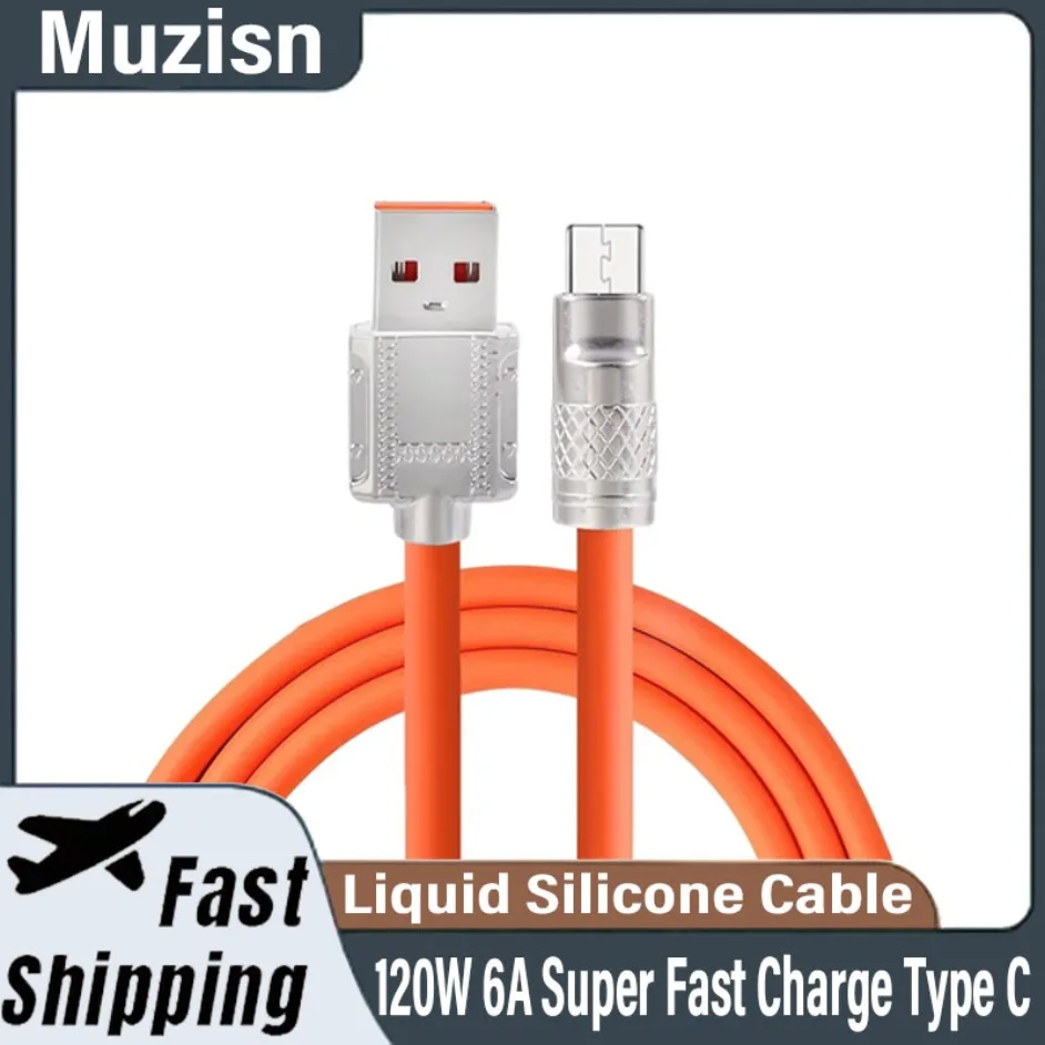 

120 Вт, 6 А, сверхбыстрая зарядка типа C, 1/2 м, жидкий силиконовый кабель, USB-кабель для быстрой зарядки, USB-кабель для зарядного устройства USB C для Huawei Samsung Xiaomi