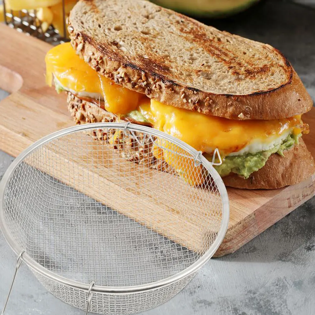 

2Pcs Stainless Steel Frying Basket Handle Design Prevent Scald Drain Oil Quickly Clean Cooking Tool Silver Metal Deep