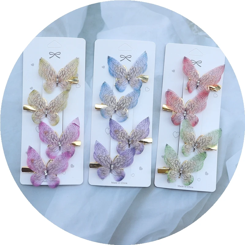 2/4Pcs New Butterfly Hair Clips For Baby Girl Hair Accessories Cute Kids Print Hairpin Barrettes Headwear Kids Hair Accessories