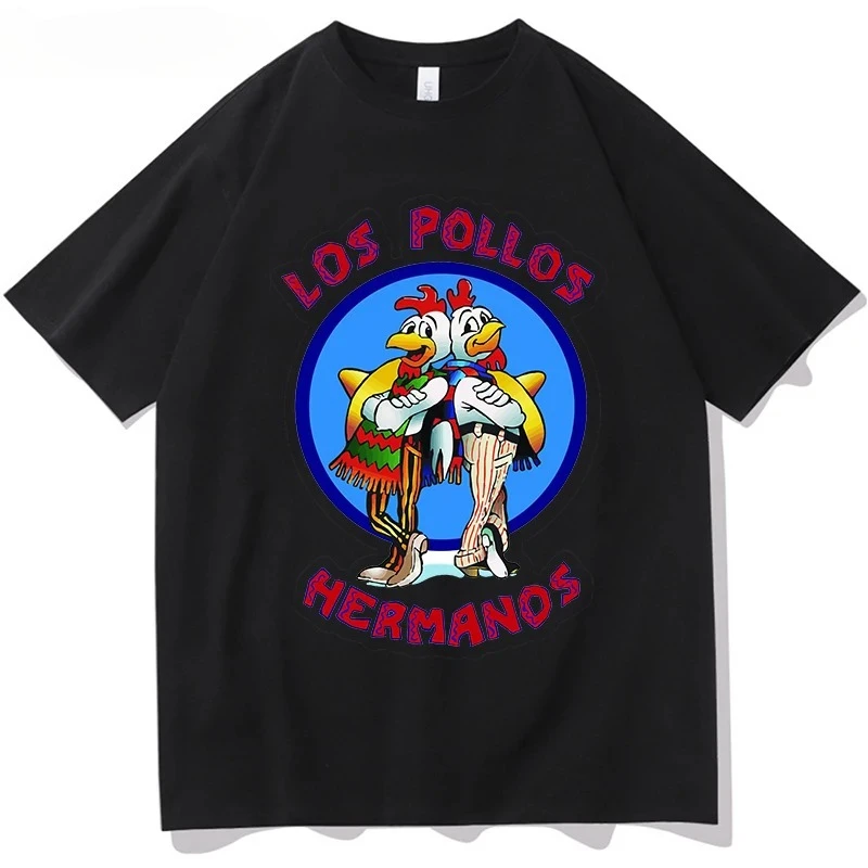 Men's Los Pollos Hermanos T-shirt Cotton Breaking Bad LOS POLLOS Chicken Brothers Printed Yellow Funny Tshirt Male Shirts