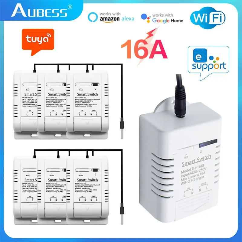 

EWelink/Tuya Smart TH16 Switch 16A Temperature Humidity Monitoring WiFi Switch Wireless Control Compatible With Alexa Google