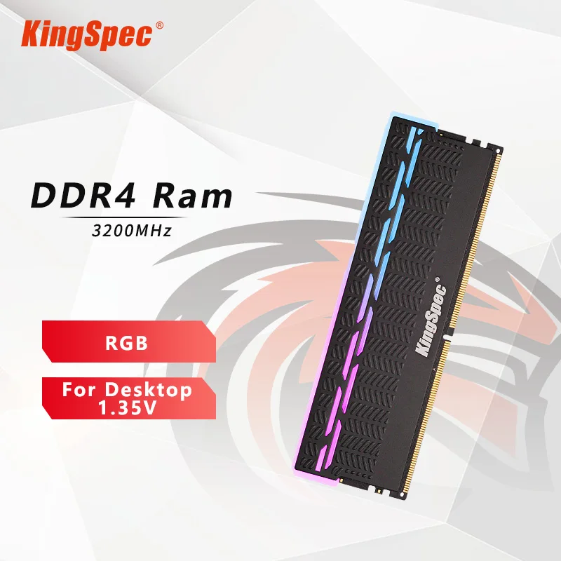 

Kingspec RGB Memory DDR4 PC 16GB 8GB Ram 3200MHZ 1.35V Memoria DDR4 RGB XMP 288pin For Motherboard Desktop Computer Components