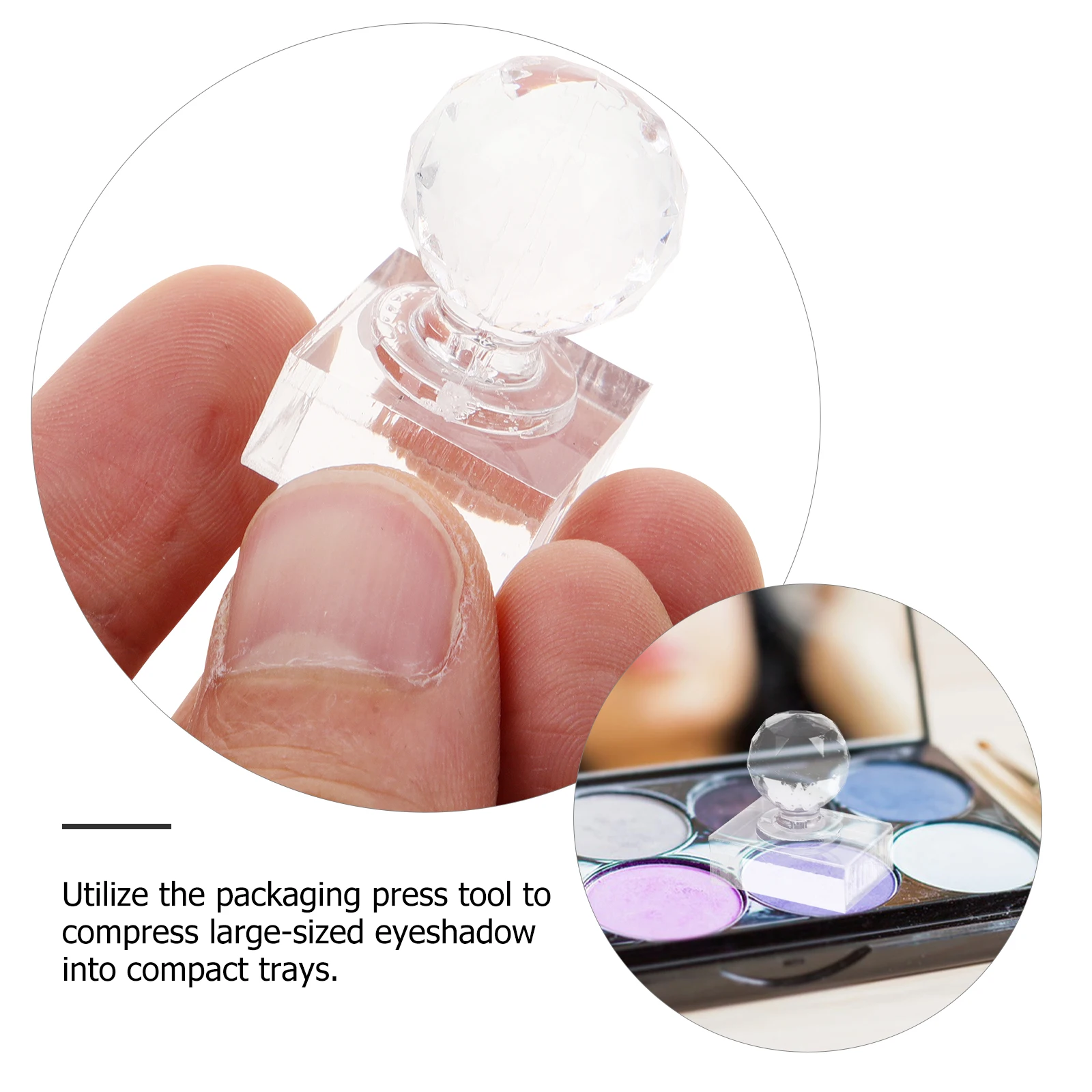 7028 herramienta de prensado de sombra de ojos de cristal único, estampador acrílico transparente, molde de sello de polvo Diy, dispositivo de maquillaje, sello de polvo prensado