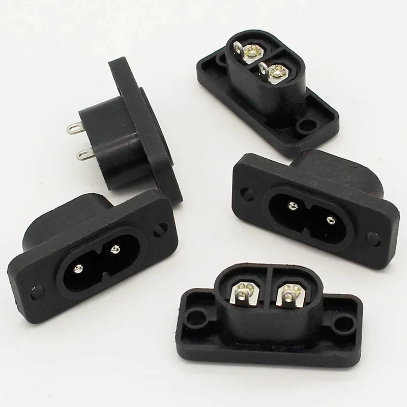 5pcs 2Pin C8 Male Power Socket Embedded Electric Connector 35mm*15mm AC 2.5A 250v