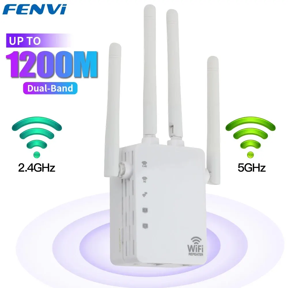 FENVI 5Ghz WIFI Booster Repeater 1200Mbps Wireless WiFi Extender 2.4G/5GHz Network Amplifier Router Long Range Signal Repetidor