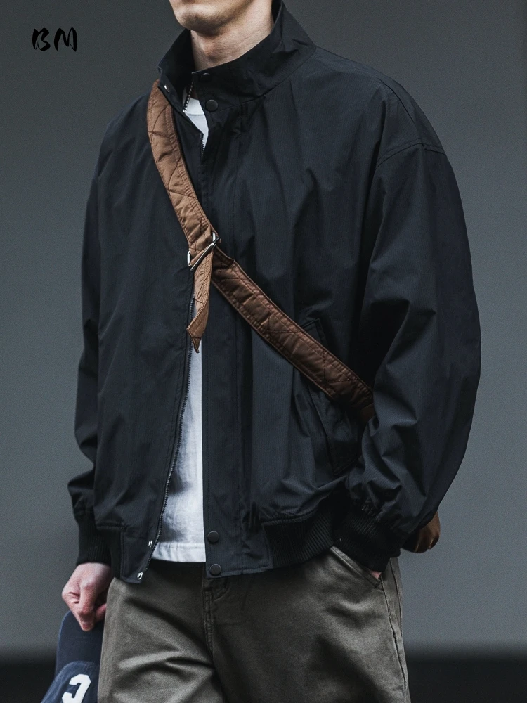 

‌American Vintage Cargo Jacket For Men Loose Fit Oversized Flight Bomber Jacket Casual Spring Autumn Black Outerwear Coat Top