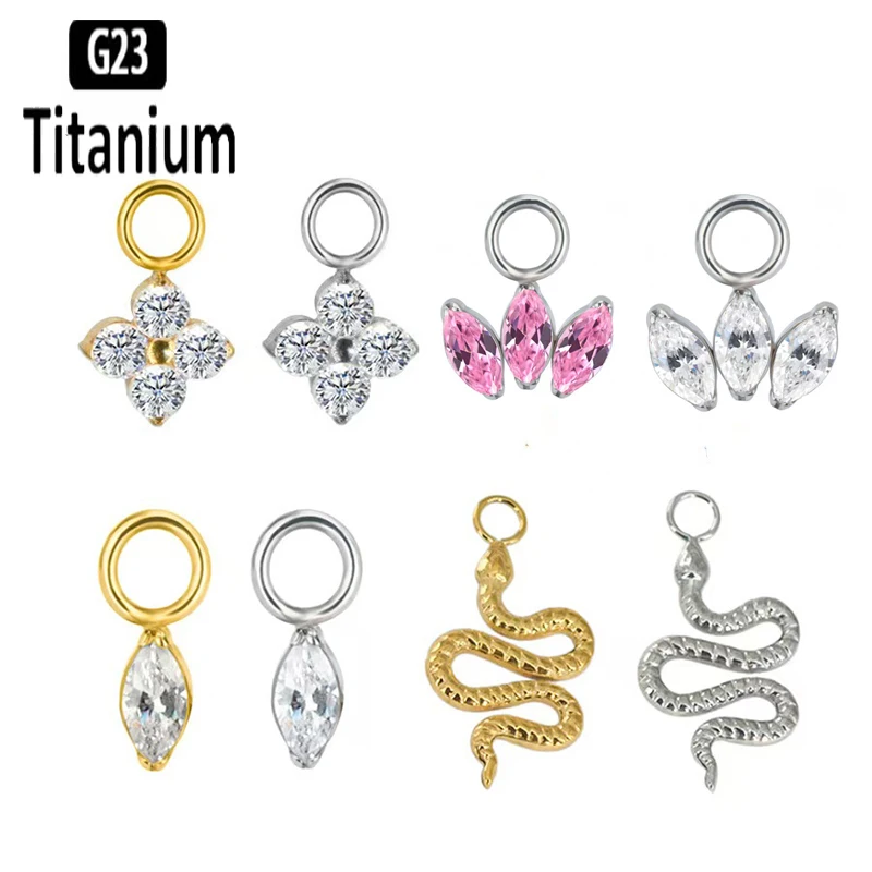G23 Titanium Hanging Pendant Accessory CZ Drape Suitable for Earrings Nose Rings Cartilage Helix Studs Lobe Lip Piercing Jewelry