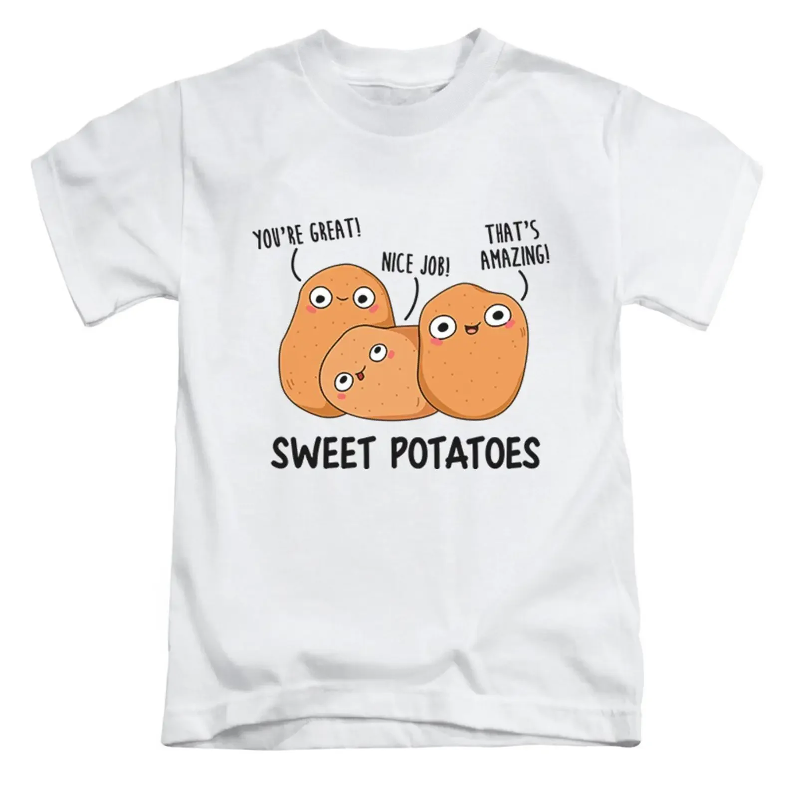 Süßkartoffeln Erwachsenen-T-Shirt Lustiges Spaß-Kartoffel-Oberteil Neu Vintage Washed Slightly Homme Stretch Unisex Grafik Soft