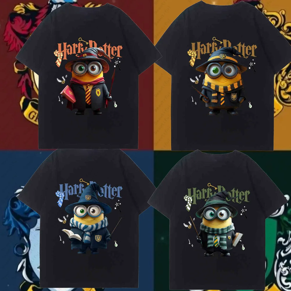 Harry Potter Co-Signed Minions Cartoon Peripheral T-Shirt Short Sleeve Men And Women Loose Matching Clothes Summer Couple Tees