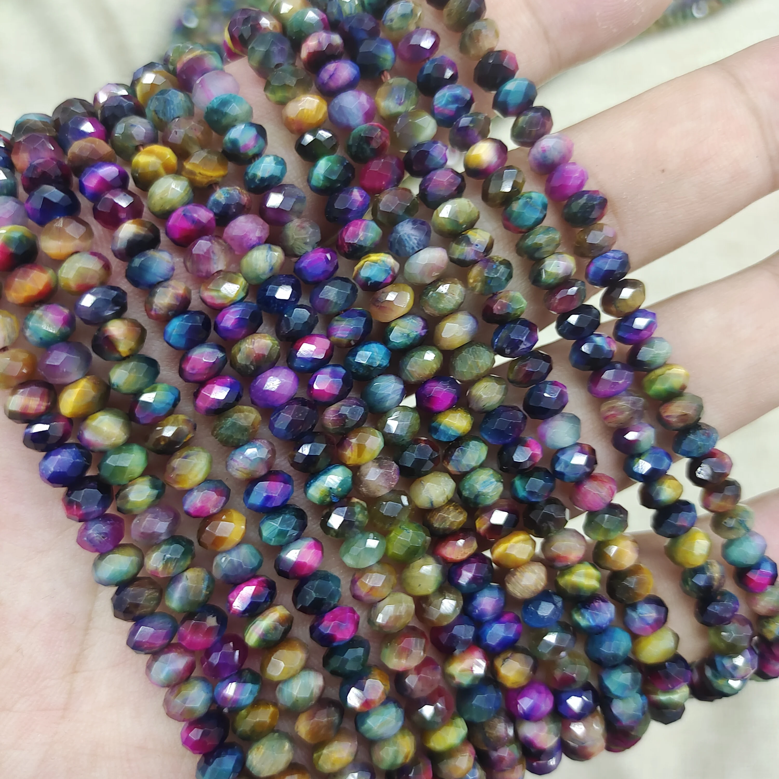 

Natural Tiger Eye DIY Faceted Rondelle Beads bracelet necklace making