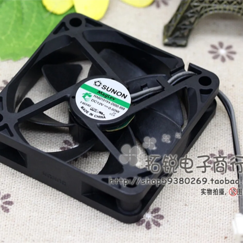 SUNON HA60151V4-D000-999 초저소음 선풍기, 전자 제품용 고성능 냉각, 60mm 선풍기, 12V, 0.60W, 6cm