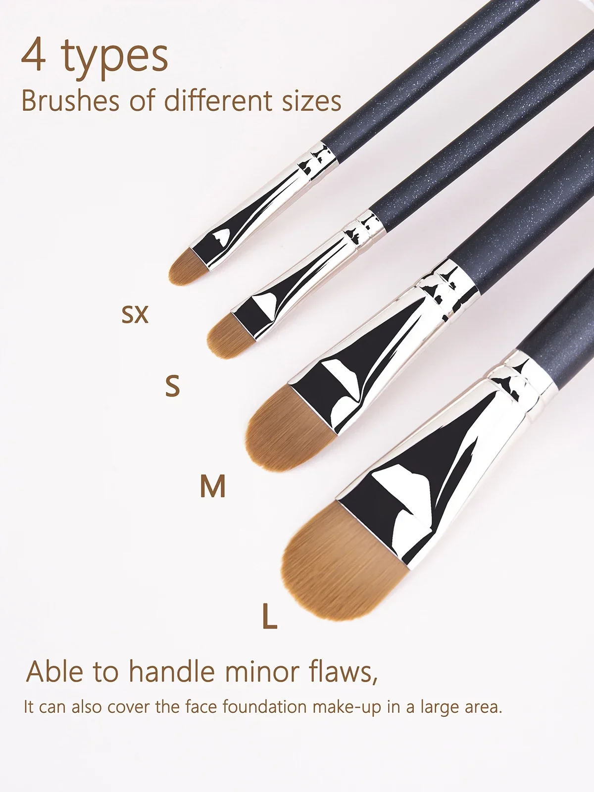 4 Arten von verbessertem, ultradünnem Foundation-Concealer-Make-up-Pinsel, professionelles Make-up-Werkzeug für flüssige Foundation-Creme, Concealer – Detail 3
