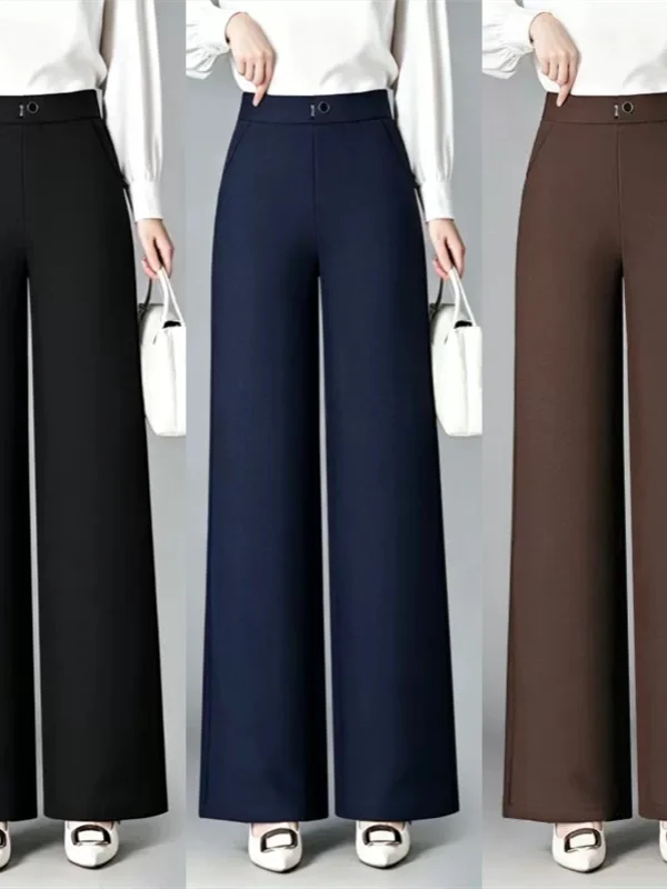 Fashion High Waist Straight Leg Casual Pants Women's Spring Autumn 2026 New Style Floor Length Small Size Wide Leg Pants Vers...