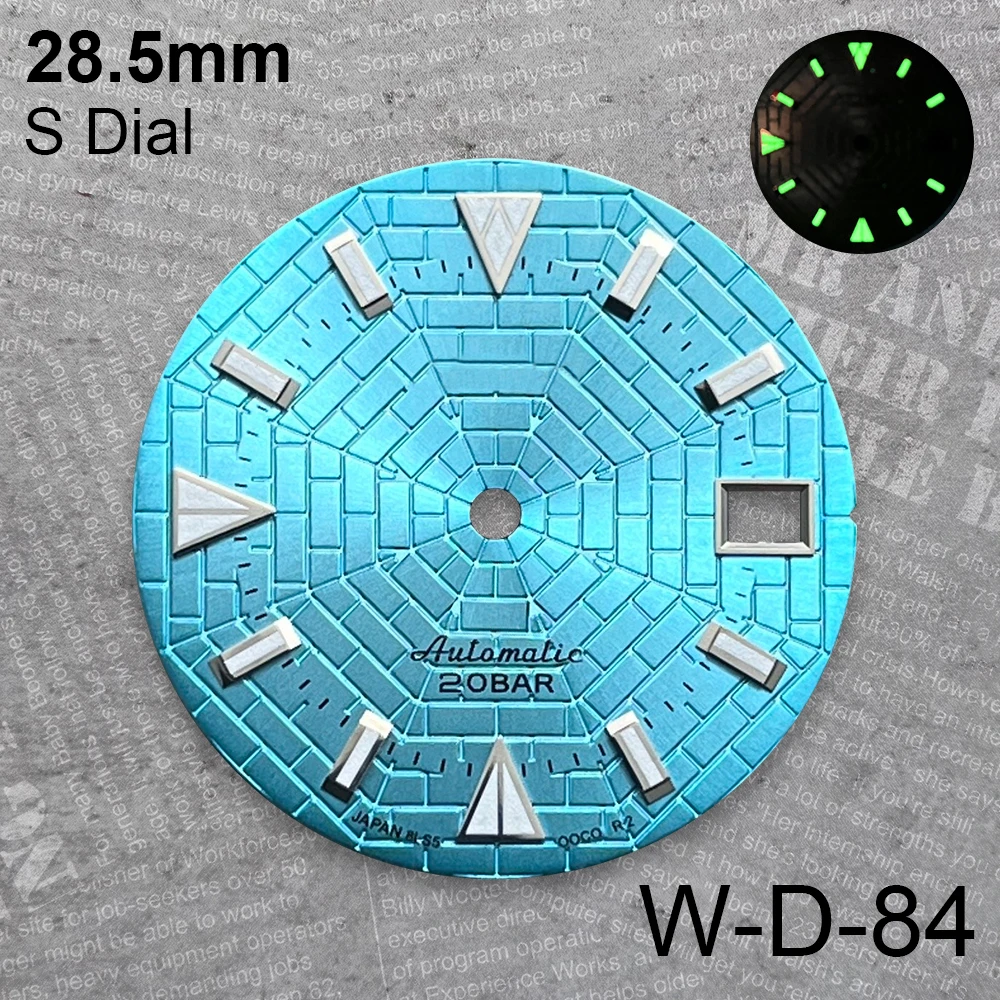 28.5 mm Cobweb S Logo Dial Suitable For NH35/NH36/4R/7S Japan Automatic Movement Green Luminous Watch Modification Accessories