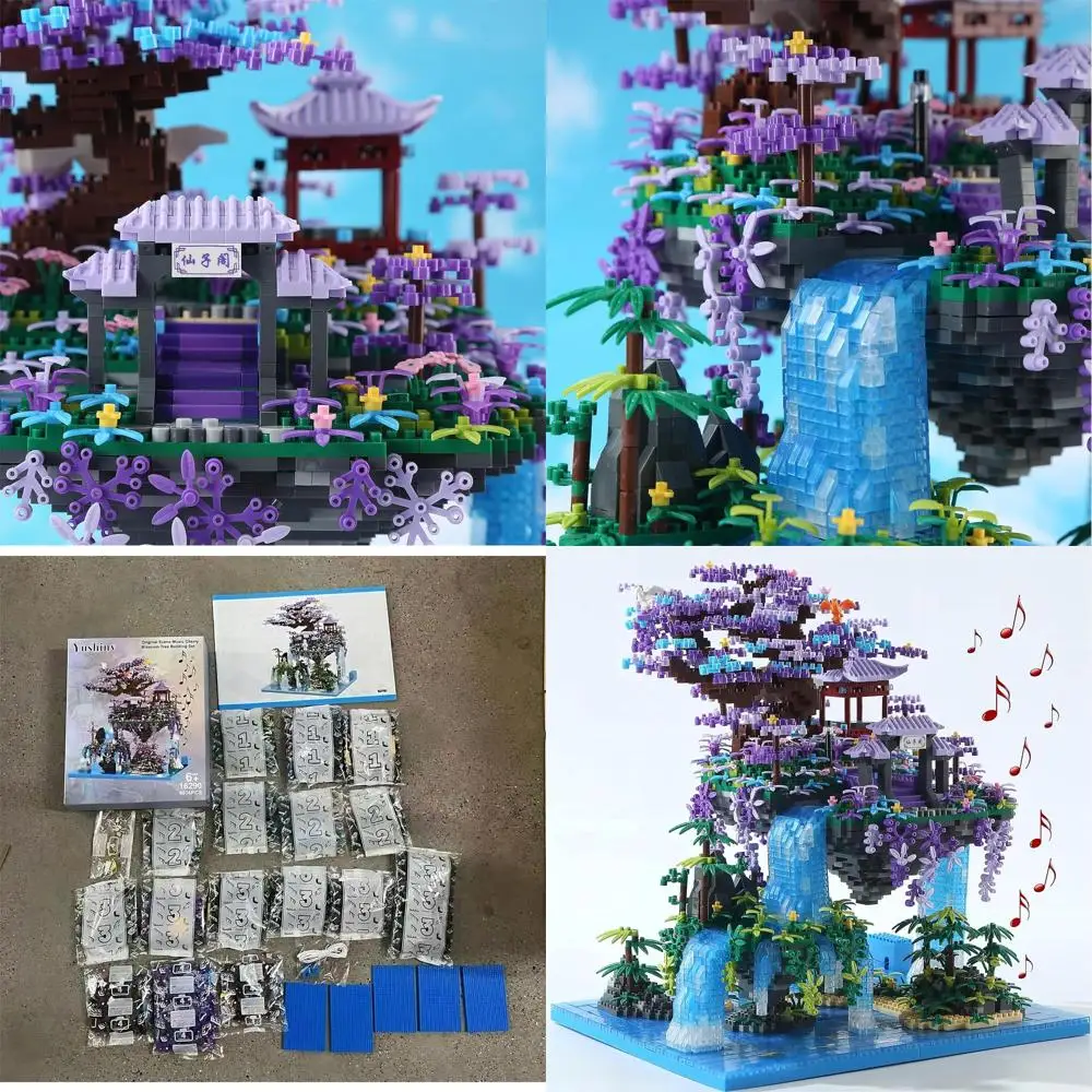 Japanese Cherry Blossom Tree House Building Kit with 4574 Pieces, Symphony Music, Bonsai Tree Lights Included