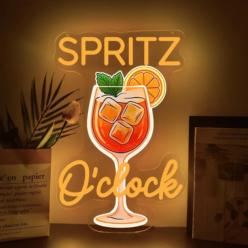 Spritz O'clock Neon Sign,USB Operated Wall Decor, Wall Art for Home Bar, Pub, Restaurant, Birthday Housewarming Gift