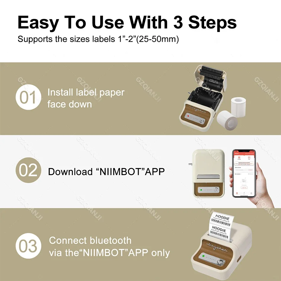 Niimbot B21 Portable Thermal Printer Inkless Bluetooth Barcode Label Maker for Home Office with Gift Tape Clothing Jewelry New