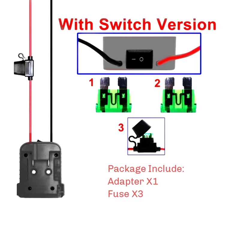 12AWG Power Wheels Adapter For Milwaukee 18V Team Lithium Battery Power Connector DIY W/Switch Durable Easy Install