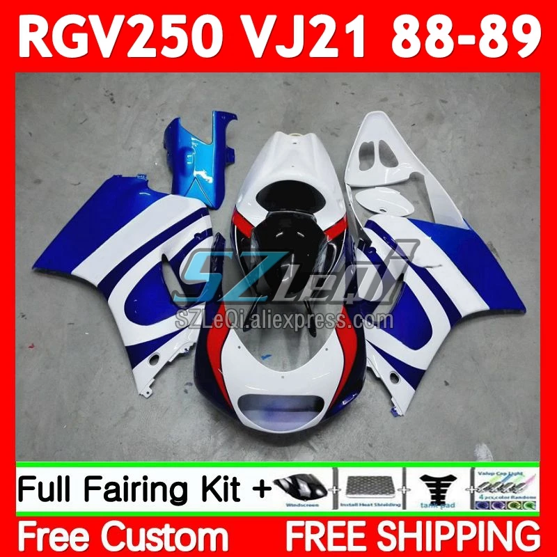 Body For SUZUKI RGV250 SAPC VJ21 VJ 21 Bodywork 66No.9 RGVT-250 Factory blue RGV 250 CC RGV-250 88 89 RGVT250 1988 1989 Fairing